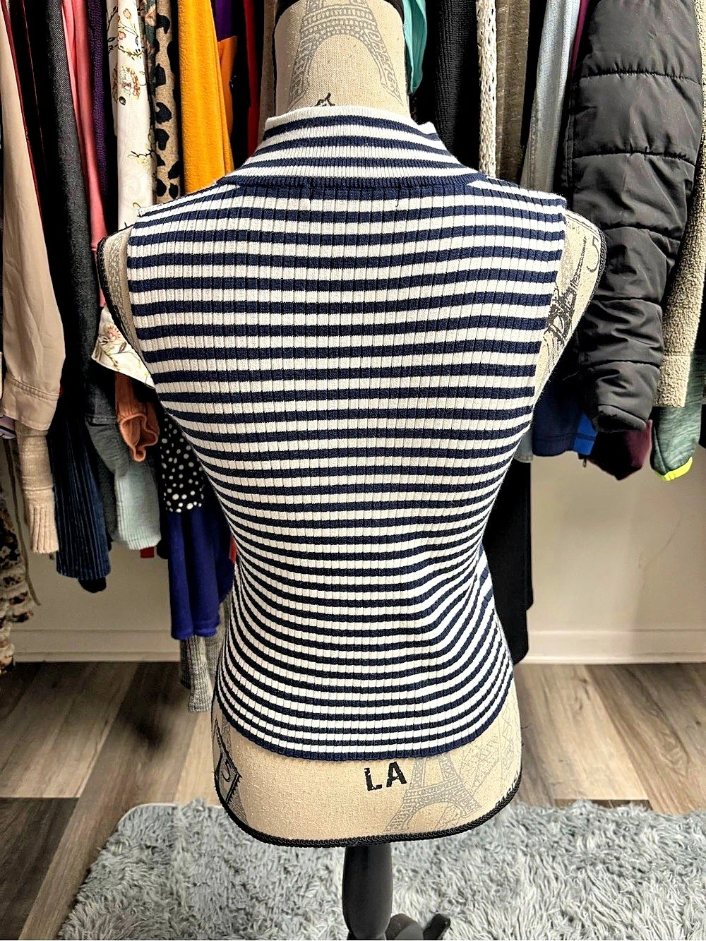 Y2K Striped Mock Neck Tank Top - Picture 6 of 14